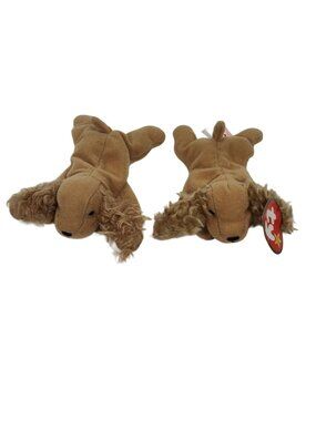 Lot Of 2 Ty Teenie Beanie Babies Spunky Cocker Spaniel Dog Plush Stuffed Animal